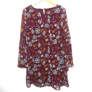 Xhiliration Floral Long-Sleeved Dress